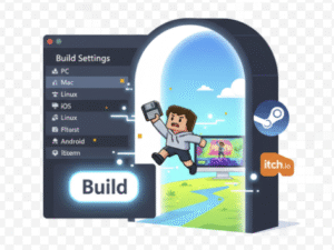 Guia de 5 passos para configurar e gerar o Build (executável) de um jogo na Unity.