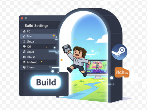 Guia de 5 passos para configurar e gerar o Build (executável) de um jogo na Unity.