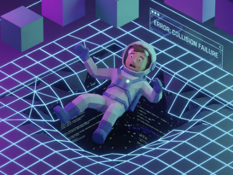 Personagem de jogo 3D caindo através do chão por falta de Collider na Unity.